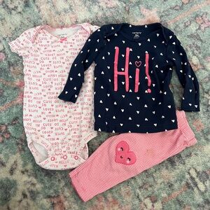 Carter’s 3-Piece Pink/Navy Set, 9mo